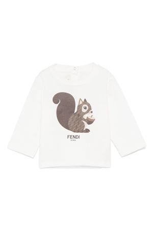 tshirt in cotone bianco FENDI KIDS | BUI0877AJF0TU9